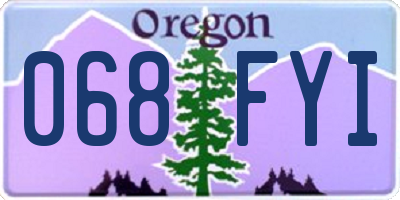 OR license plate 068FYI