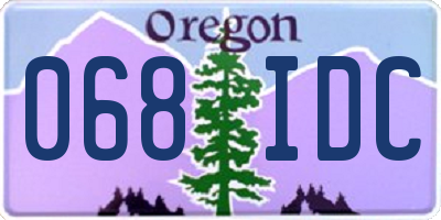 OR license plate 068IDC