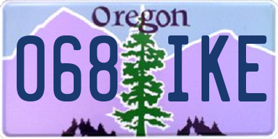 OR license plate 068IKE