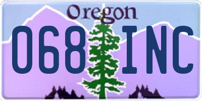 OR license plate 068INC