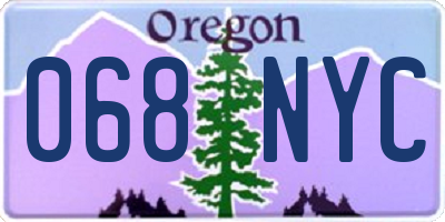 OR license plate 068NYC