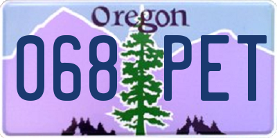 OR license plate 068PET