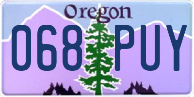 OR license plate 068PUY