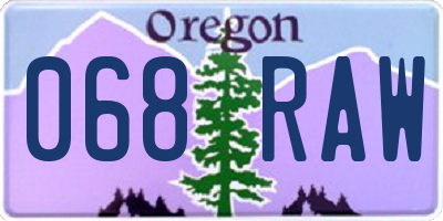 OR license plate 068RAW