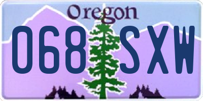 OR license plate 068SXW