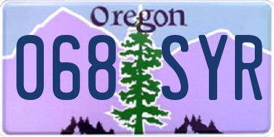 OR license plate 068SYR