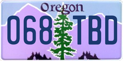 OR license plate 068TBD