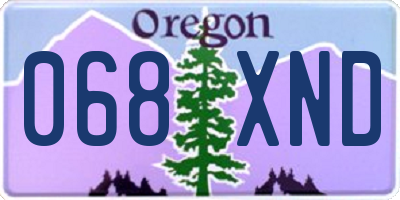OR license plate 068XND
