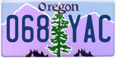 OR license plate 068YAC