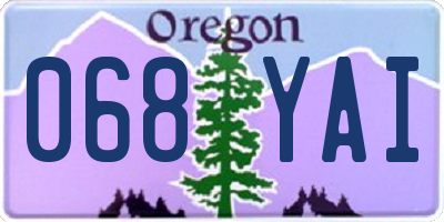 OR license plate 068YAI