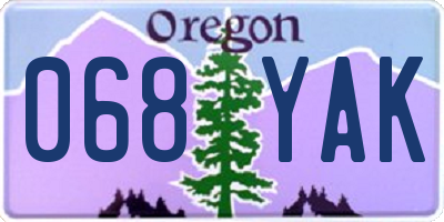 OR license plate 068YAK