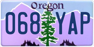 OR license plate 068YAP