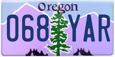 OR license plate 068YAR