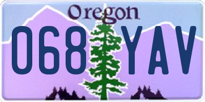 OR license plate 068YAV