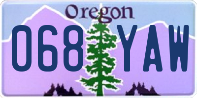 OR license plate 068YAW