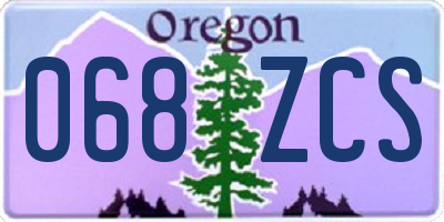OR license plate 068ZCS