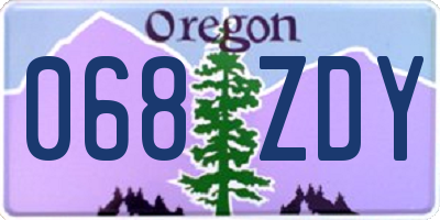 OR license plate 068ZDY