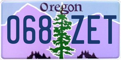 OR license plate 068ZET