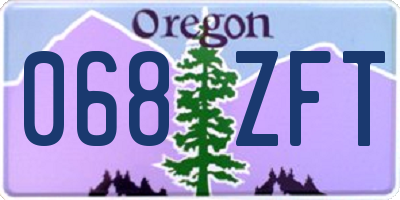 OR license plate 068ZFT
