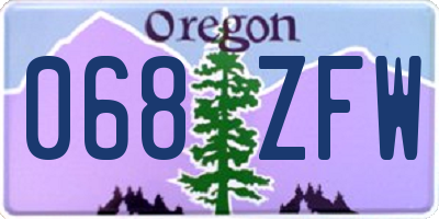 OR license plate 068ZFW