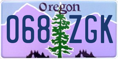OR license plate 068ZGK
