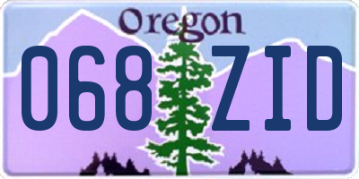 OR license plate 068ZID