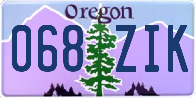 OR license plate 068ZIK