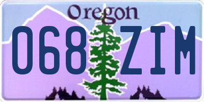 OR license plate 068ZIM