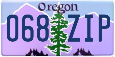 OR license plate 068ZIP