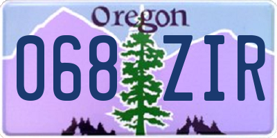 OR license plate 068ZIR