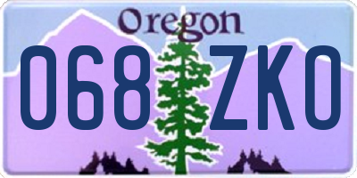 OR license plate 068ZKO