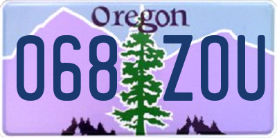 OR license plate 068ZOU