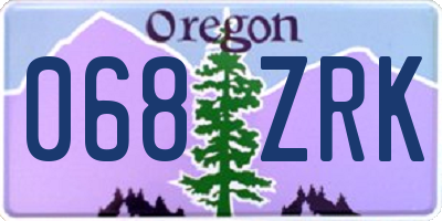 OR license plate 068ZRK