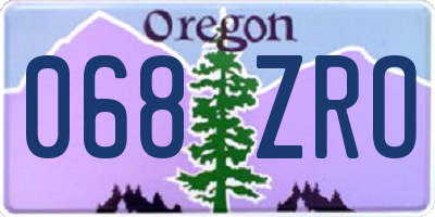OR license plate 068ZRO