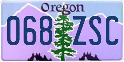 OR license plate 068ZSC