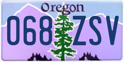 OR license plate 068ZSV