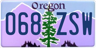 OR license plate 068ZSW