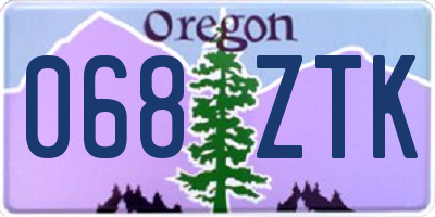 OR license plate 068ZTK