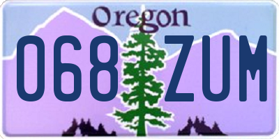 OR license plate 068ZUM