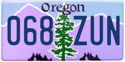 OR license plate 068ZUN