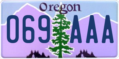 OR license plate 069AAA