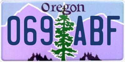OR license plate 069ABF