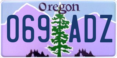 OR license plate 069ADZ