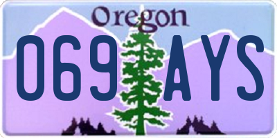 OR license plate 069AYS