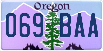 OR license plate 069BAA