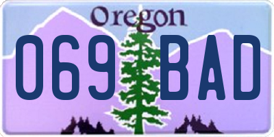 OR license plate 069BAD