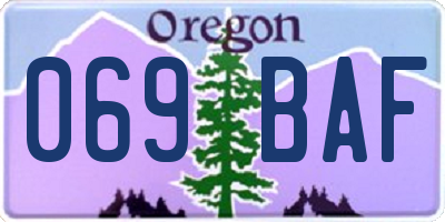 OR license plate 069BAF