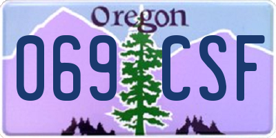 OR license plate 069CSF