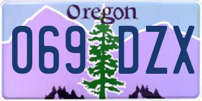 OR license plate 069DZX