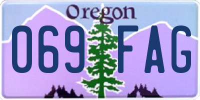 OR license plate 069FAG